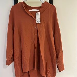 Uniglo orange linen shirt XL NWT